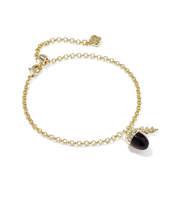 KENDRA SCOTT TIGERS EYE ACORN CHAIN LINK BRACELET