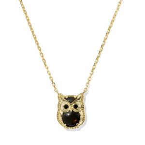 KENDRA SCOTT GOLD SHEEN OBSIDIAN OWL NECKLACE