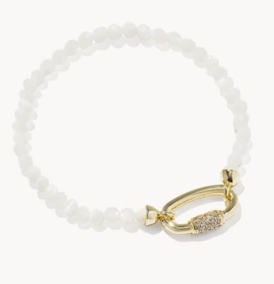 KENDRA SCOTT EMERY BEADED IVORY STRETCH BRACELET