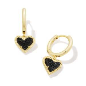 KENDRA SCOTT ARI HEART BLACK DRUSY EARRINGS